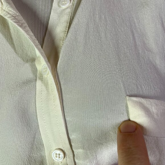 Joe Fresh Size XL Silk Short Sleeve Shirt Sheer Off-White - Picture 3 of 11